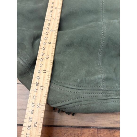 Talbots Suede Saddle Hobo Duffel Bag Large Moss Green Giftable NWOT - Picture 4 of 9